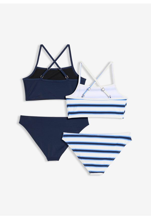 bonprix - Dwa komplety bikini, zestaw 4-częściowy. Kolor: niebieski