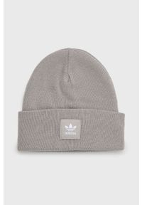 adidas Originals czapka kolor szary z cienkiej dzianiny. Kolor: szary. Materiał: dzianina. Wzór: aplikacja #1