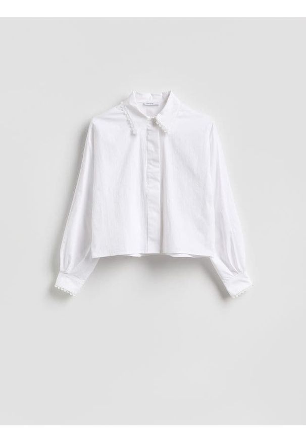 Reserved - Koszula z bawełną - biały. Kolor: biały. Materiał: bawełna. Długość: krótkie