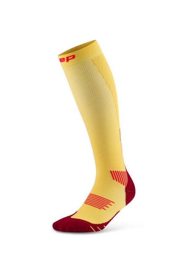 Męskie długie skarpety kompresyjne sportowe Core Run wysokie CEP. Kolor: czerwony, wielokolorowy, żółty. Materiał: poliamid, elastan. Sport: bieganie