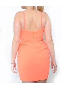 Pinko - PINKO - Neonowa sukienka na ramiączka Brunilde. Kolor: pomarańczowy. Materiał: jeans, len. Długość rękawa: na ramiączkach. Typ sukienki: sportowe. Styl: klasyczny, sportowy. Długość: mini #5