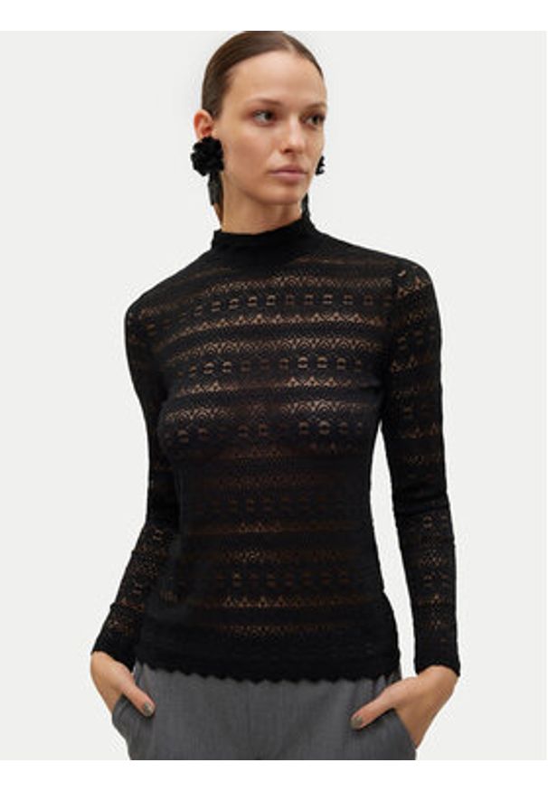 Vero Moda Bluzka Zoe 10315443 Czarny Slim Fit. Kolor: czarny. Materiał: syntetyk