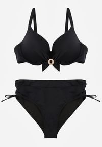 Born2be - Czarne Bikini Biustonosz z Cyrkoniami i Majtki Typu Figi Dorirose. Kolekcja: plus size. Kolor: czarny #6