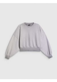 4f - 4F Bluza dresowa loose bez kaptura damska - szara M. Okazja: na co dzień. Typ kołnierza: bez kaptura. Kolor: szary. Materiał: dresówka. Styl: klasyczny, casual #1