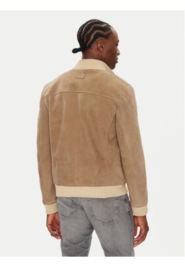 Milestone Kurtka skórzana MSDario 531621 60695 Beżowy Regular Fit. Kolor: beżowy. Materiał: skóra