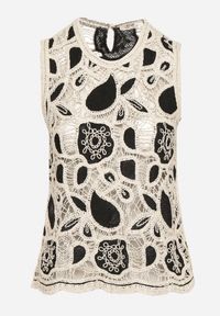Born2be - Czarna Bawełniana Bluzka z Szydełkowym Wzorem Ziralisse. Okazja: na co dzień. Kolor: czarny. Materiał: bawełna. Styl: elegancki, casual #3