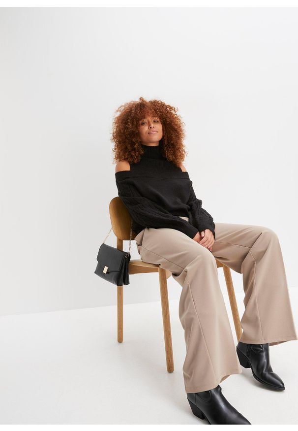 bonprix - Sweter cold-shoulder. Kolor: czarny