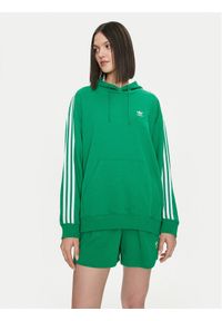 Adidas - adidas Bluza adicolor 3-Stripes IN8398 Zielony Oversize. Kolor: zielony. Materiał: bawełna