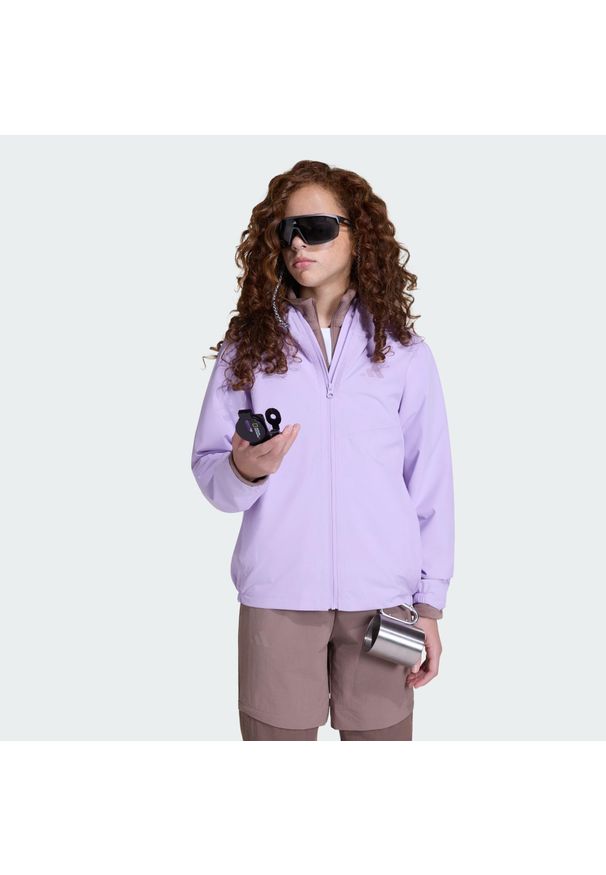 Adidas - Dziecięca kurtka przeciwdeszczowa Terrex Multi 2 Layer CLIMAPROOF. Kolor: fioletowy. Technologia: ClimaProof (Adidas)