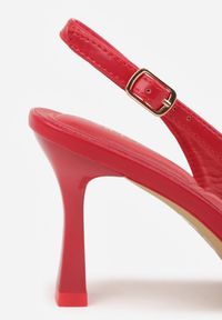 Renee - Czerwone Szpilki Slingback VICES Zdobione Gorsetowym Wiązaniem z Kokardą Azimuna. Okazja: na co dzień. Kolor: czerwony. Materiał: jeans, koronka. Wzór: aplikacja. Obcas: na szpilce. Styl: casual, elegancki #3