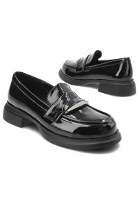 Czarne Półbuty S.Barski Eleganckie Mokasyny Damskie. Kolor: czarny. Materiał: materiał. Sezon: lato. Styl: elegancki #6