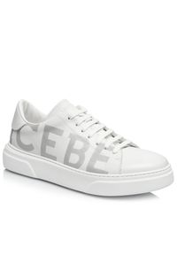 Iceberg - ICEBERG - Białe skórzane sneakersy z logo. Okazja: na co dzień. Kolor: biały. Materiał: skóra. Wzór: aplikacja. Sport: turystyka piesza #2