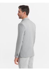 Ombre Clothing - Marynarka męska elegancka z dekoracyjnymi guzikami na mankietach - szara V2. Kolor: szary. Materiał: poliester. Styl: elegancki #2