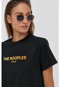The Kooples T-shirt bawełniany kolor czarny. Kolor: czarny. Materiał: bawełna. Wzór: nadruk #4