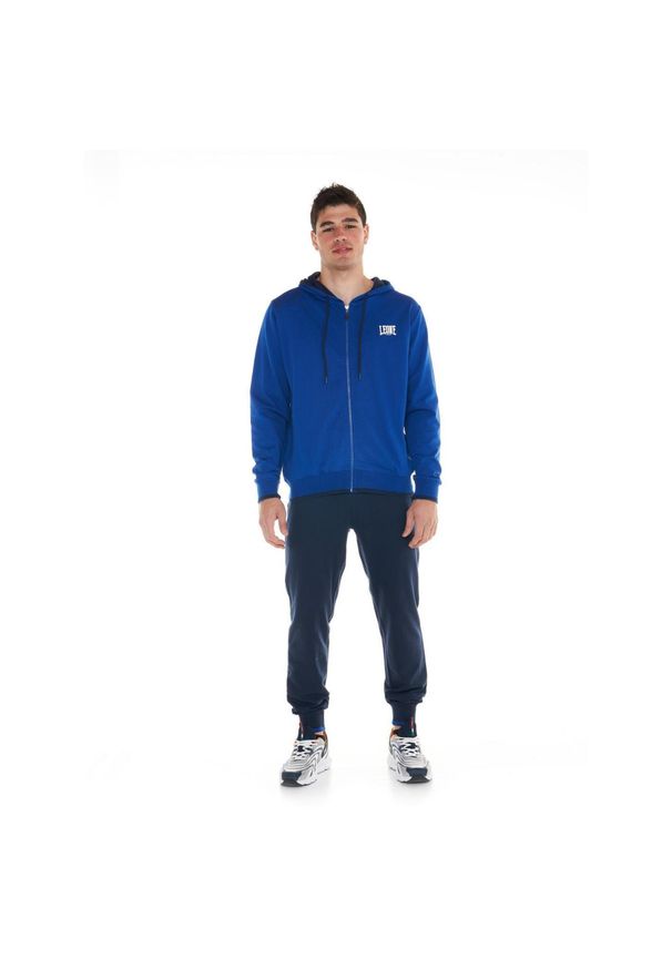 LEONE 1947 APPAREL - Sportowy dres męski Fluo z kapturem. Kolor: niebieski. Materiał: dresówka. Sport: fitness