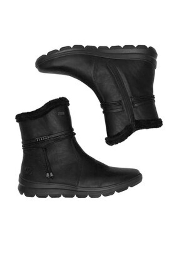 Rieker Botki Z0070-00 Czarny. Kolor: czarny. Materiał: materiał