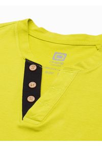 Ombre Clothing - Longsleeve męski z guzikami - limonkowy V5 L133 - XL. Materiał: poliester, bawełna. Długość rękawa: długi rękaw #5