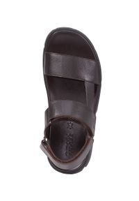 Geox sandały skórzane męskie kolor brązowy. Zapięcie: rzepy. Kolor: brązowy. Materiał: skóra. Wzór: gładki #6