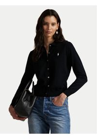 Polo Ralph Lauren Kardigan 211972110001 Czarny Slim Fit. Typ kołnierza: polo. Kolor: czarny. Materiał: bawełna