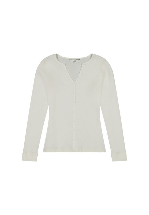Lee - DAMSKA KOSZULKA LEE WASHED WAFFLE HENLEY ECRU 112371290. Typ kołnierza: typu henley