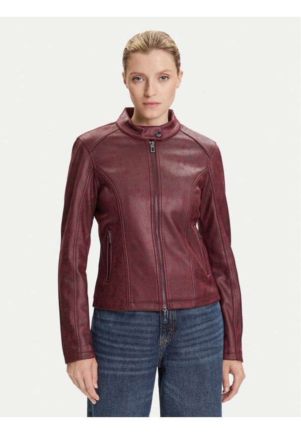 Desigual Kurtka z imitacji skóry Basic 25WWEW43 Bordowy Regular Fit. Kolor: czerwony. Materiał: skóra