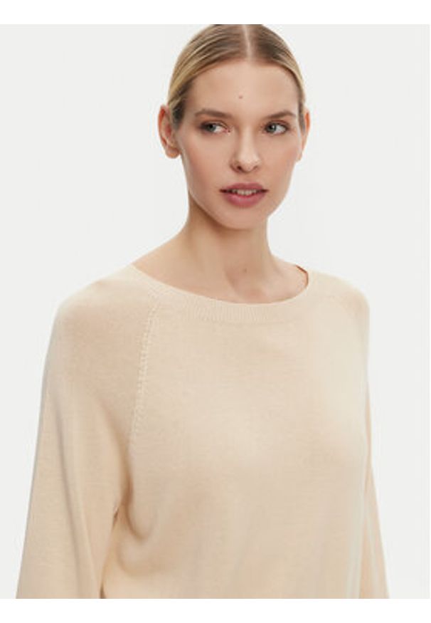 Kontatto Sweter 3M0505C Beżowy Regular Fit. Kolor: beżowy. Materiał: wiskoza