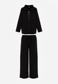 Renee - Czarny Komplet Dresowy z Dzianiny z Wiskozą Bluza i Spodnie Wide Leg Nevelida. Kolor: czarny. Materiał: dzianina, wiskoza, dresówka #6