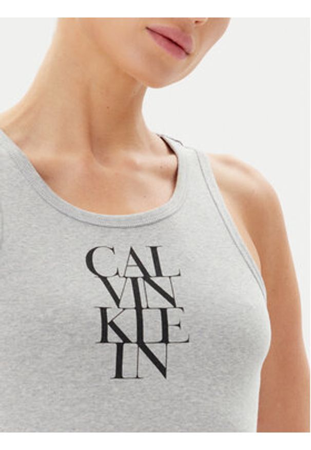 Calvin Klein Jeans Sukienka codzienna LV044C203G Szary Slim Fit. Okazja: na co dzień. Kolor: szary. Materiał: bawełna. Typ sukienki: proste. Styl: casual