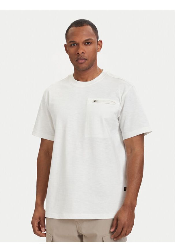 G-Star RAW - G-Star Raw T-Shirt Distressed D28891-E512 Kremowy Regular Fit. Kolor: kremowy. Materiał: bawełna