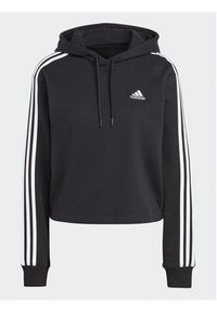 Adidas - adidas Bluza Essentials 3-Stripes French Terry Crop Hoodie IC8767 Czarny Regular Fit. Kolor: czarny. Materiał: bawełna #4