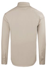 Delikatnie Taliowana Elegancka Koszula Męska - Victorio - Kolor Kawy z Mlekiem. Kolor: brązowy, wielokolorowy, beżowy. Materiał: bawełna, elastan, poliester. Styl: elegancki #5