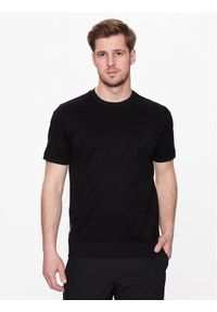 Karl Lagerfeld - KARL LAGERFELD T-Shirt 755005 532201 Czarny Regular Fit. Typ kołnierza: dekolt w karo. Kolor: czarny. Materiał: bawełna