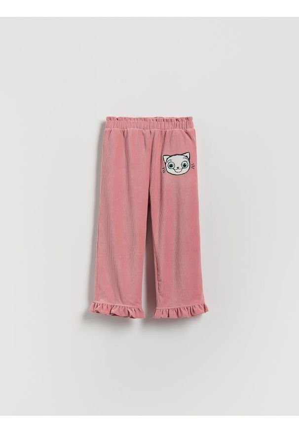 Reserved - Sztruksowe spodnie Kicia Kocia - brudny róż. Kolor: różowy. Materiał: sztruks