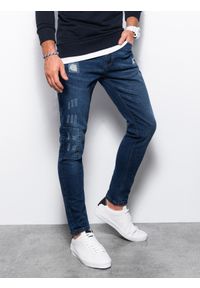 Ombre Clothing - Spodnie męskie jeansowe SKINNY FIT - niebieskie - Rozmiar: XXL. Kolor: niebieski. Materiał: jeans