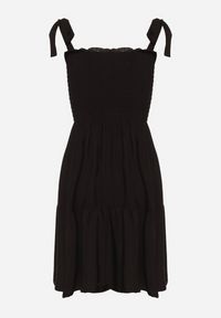 Born2be - Czarna Rozkloszowana Sukienka z Bawełny z Gumką w Talii na Ramiączkach Gelfea. Kolor: czarny. Materiał: bawełna. Długość rękawa: na ramiączkach. Typ sukienki: rozkloszowane. Styl: klasyczny #5