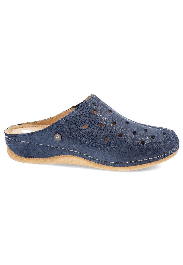 Granatowe Klapki Armodo Stylowe Obuwie Damskie Puma. Okazja: na co dzień, do domu, na spacer. Kolor: niebieski. Materiał: skóra. Styl: elegancki