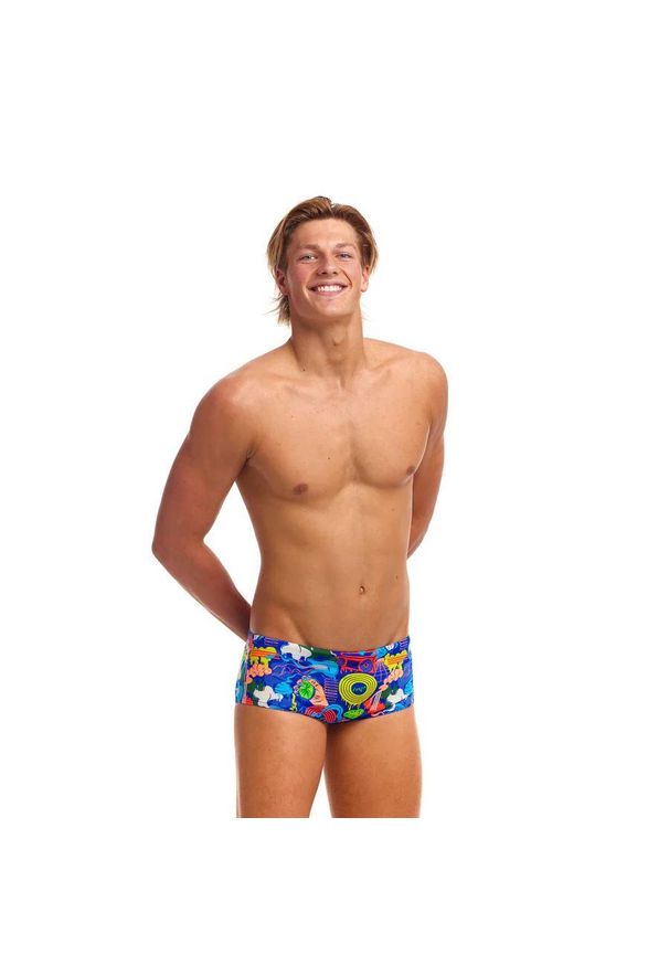 FUNKY TRUNKS - Kąpielówki męskie spodenki kąpielowe Funky Trunks Sidewinder Blues Baby. Kolor: pomarańczowy, niebieski, wielokolorowy