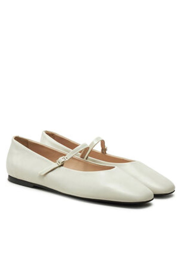 Calvin Klein Baleriny Mary Jane Ballerina - Lth HW0HW02307 Écru. Materiał: skóra