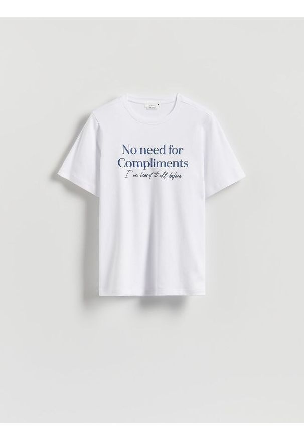 Reserved - T-shirt z nadrukiem - złamana biel. Materiał: bawełna. Wzór: nadruk