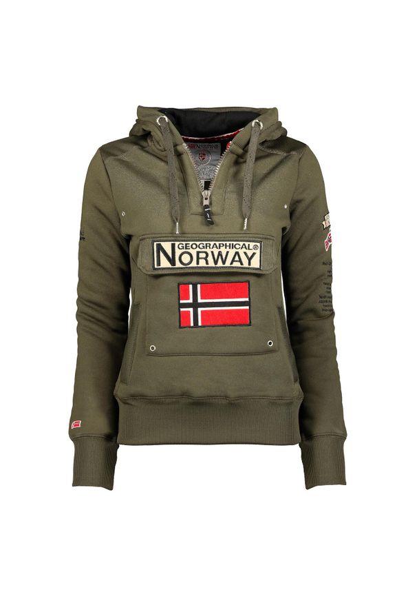 Bluza męska Geographical Norway GYMCLASS KAKI 054 khaki.. Kolor: zielony. Materiał: poliester, bawełna. Sezon: wiosna. Styl: sportowy