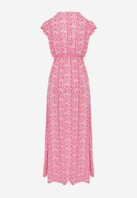 Born2be - Różowa Sukienka z Wiskozy Kephestra. Okazja: na co dzień. Typ kołnierza: dekolt w kształcie V. Kolor: różowy. Wzór: aplikacja. Typ sukienki: kopertowe, proste. Materiał: wiskoza. Długość rękawa: krótki rękaw. Styl: wizytowy, casual. Długość: maxi #8