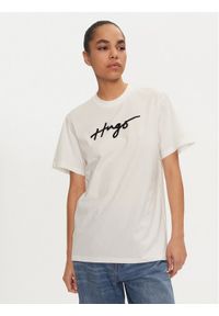 Hugo T-Shirt 50528585 Écru Regular Fit. Materiał: bawełna