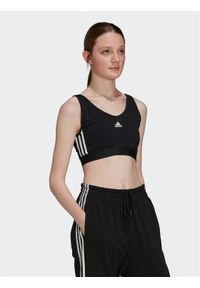 Adidas - adidas Koszulka techniczna Essentials 3-Stripes Crop Top With Removable Pads GS1343 Czarny. Kolor: czarny. Materiał: bawełna