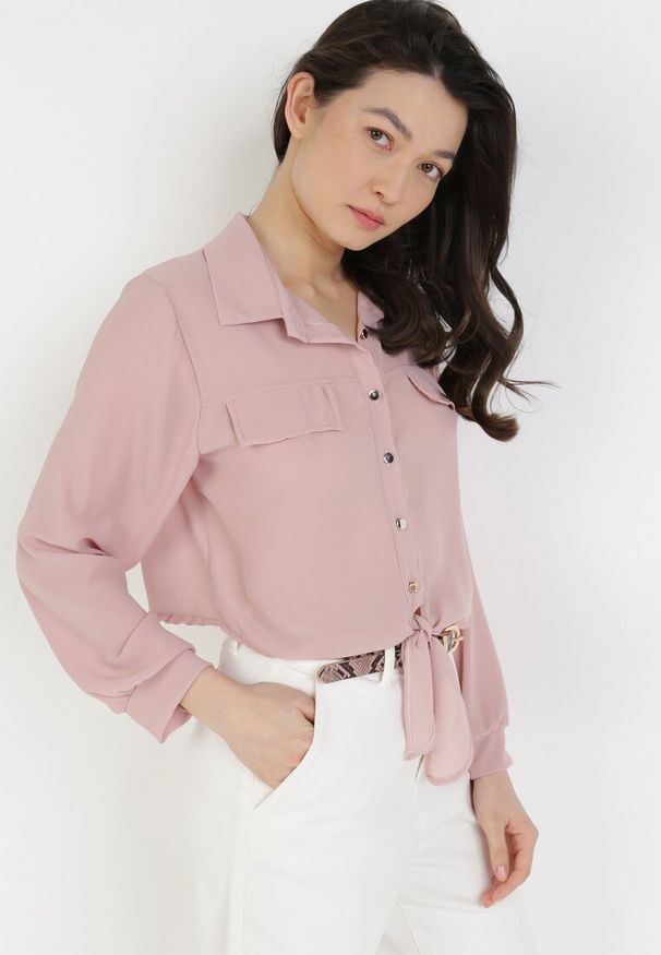 Born2be - Różowa Koszula Viviciane. Kolor: różowy. Materiał: jeans. Długość rękawa: długi rękaw. Długość: długie