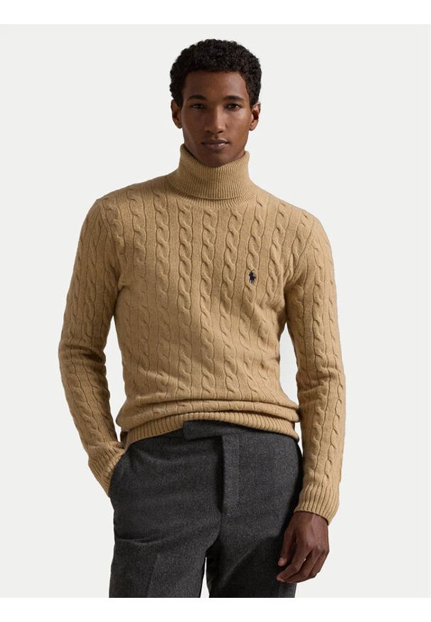 Polo Ralph Lauren Golf 710876836006 Beżowy Regular Fit. Typ kołnierza: golf, polo. Kolor: beżowy. Materiał: wełna