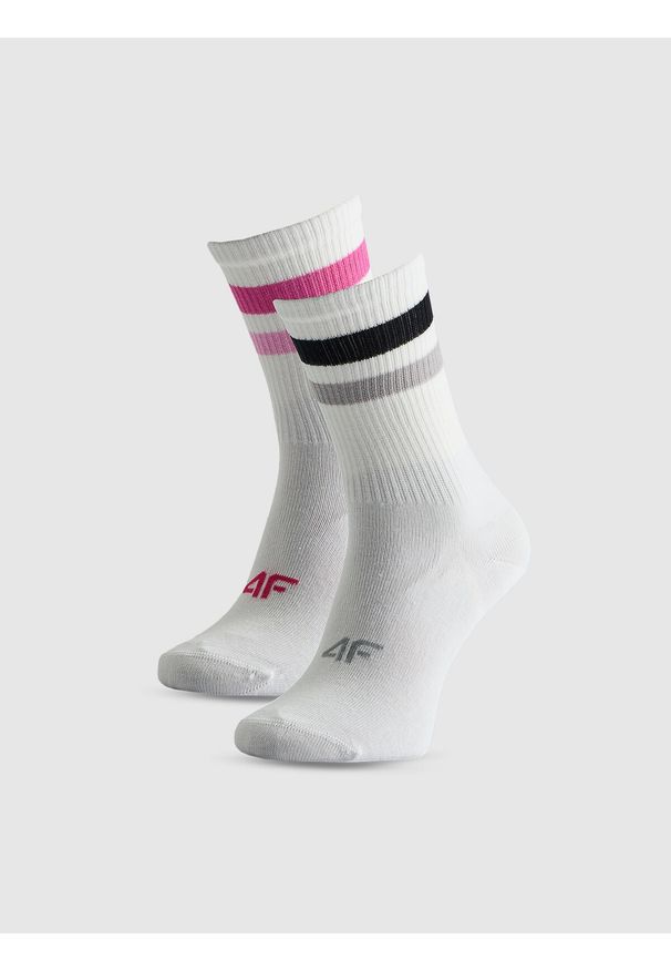 4f - 4F Skarpetki długie (2-pack) dziewczęce - multikolor 38-40. Kolor: wielokolorowy. Materiał: dzianina, bawełna, materiał