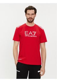 EA7 Emporio Armani T-Shirt 3DPT29 PJULZ 1461 Czerwony Regular Fit. Kolor: czerwony. Materiał: syntetyk, bawełna