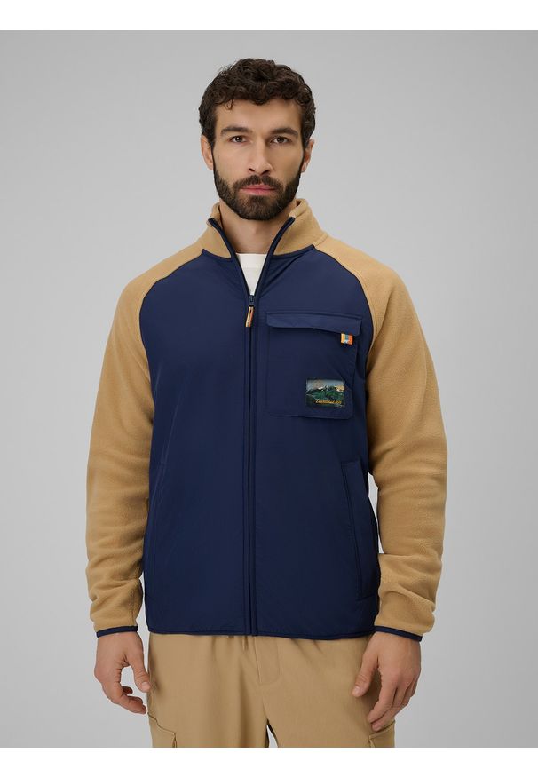 4f - 4F Polar regular ze stójką męski - beżowy M. Typ kołnierza: kołnierzyk stójkowy. Kolor: beżowy. Materiał: polar