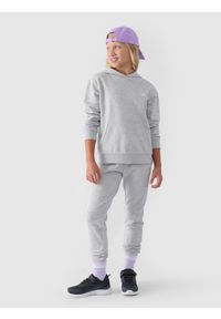 4f - 4F Spodnie dresowe joggery dziewczęce - szare 122 (6-7 lat). Okazja: na co dzień. Kolor: szary. Materiał: dresówka. Wzór: gładki, ze splotem. Sezon: lato. Styl: młodzieżowy, casual, sportowy #1