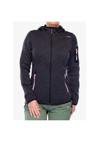 Polar damski z kapturem CMP Londra Fix Hood Jacket Knitted. Typ kołnierza: kaptur. Kolor: czarny. Materiał: polar